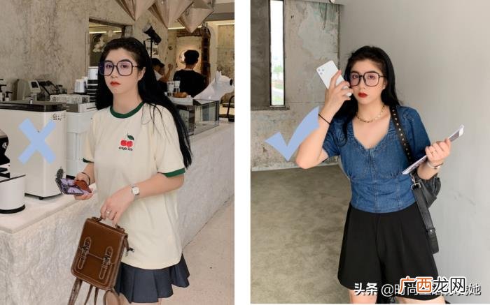 粗腿微胖女生福利短上衣+阔腿 胖女孩粗腿穿衣搭配