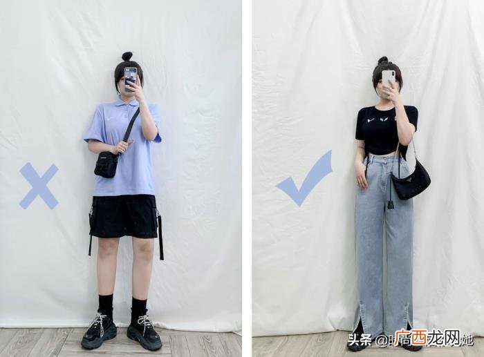 粗腿微胖女生福利短上衣+阔腿 胖女孩粗腿穿衣搭配