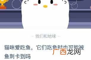 猫咪吃鱼时也可能被鱼刺卡到吗？2020年10月21日蚂蚁庄园今日答案