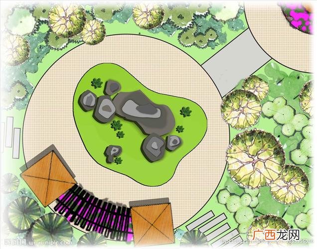 园林景观设计平面效果图 庭院绿化园林景观设计平面图