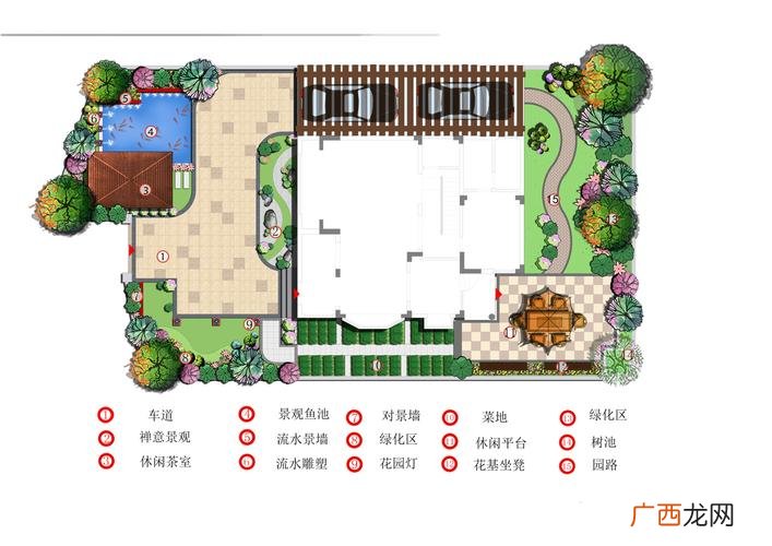 别墅庭院绿化实景图 私人园林别墅庭院