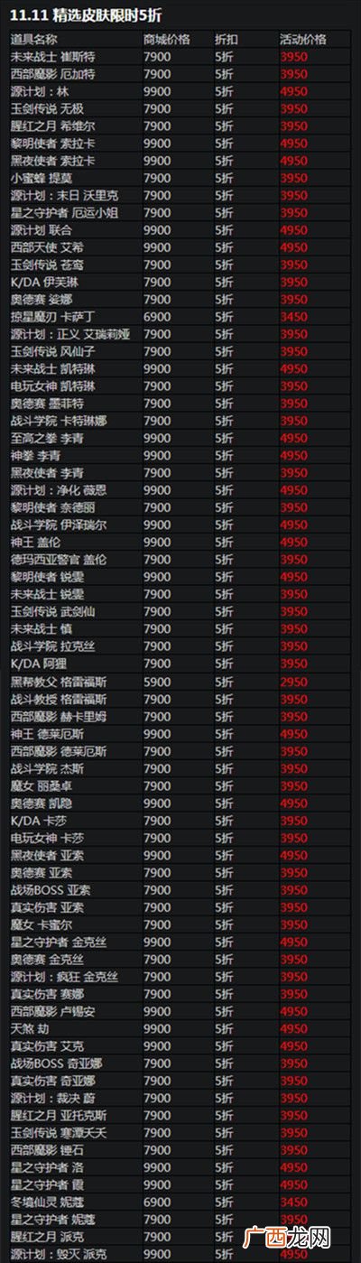 LOL2020双十一半价皮肤介绍