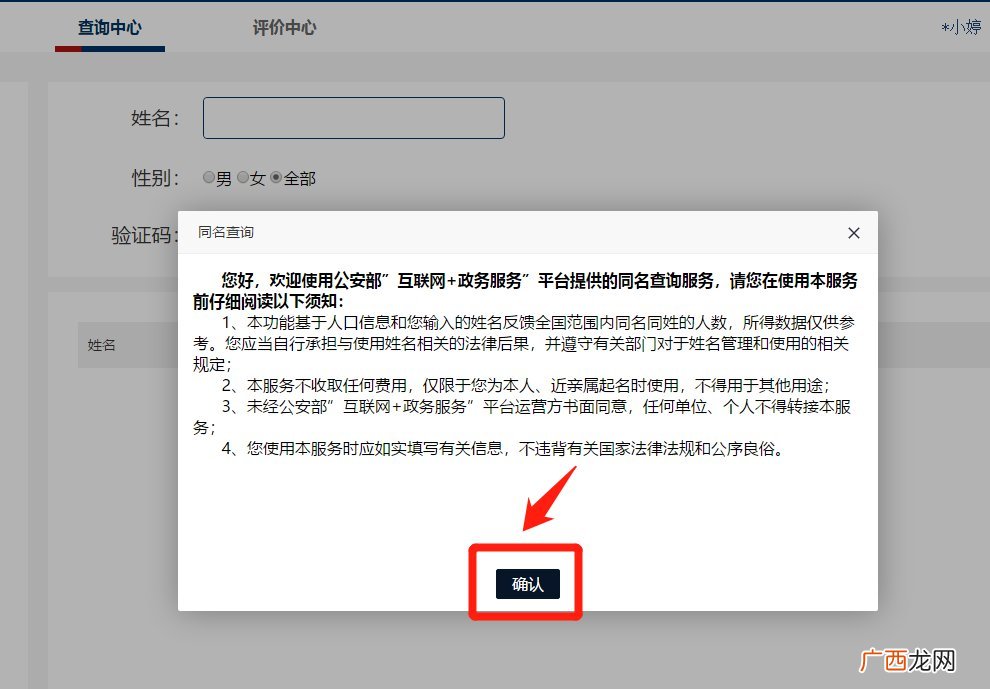 公安部互联网+政务服务平台重名查询入口