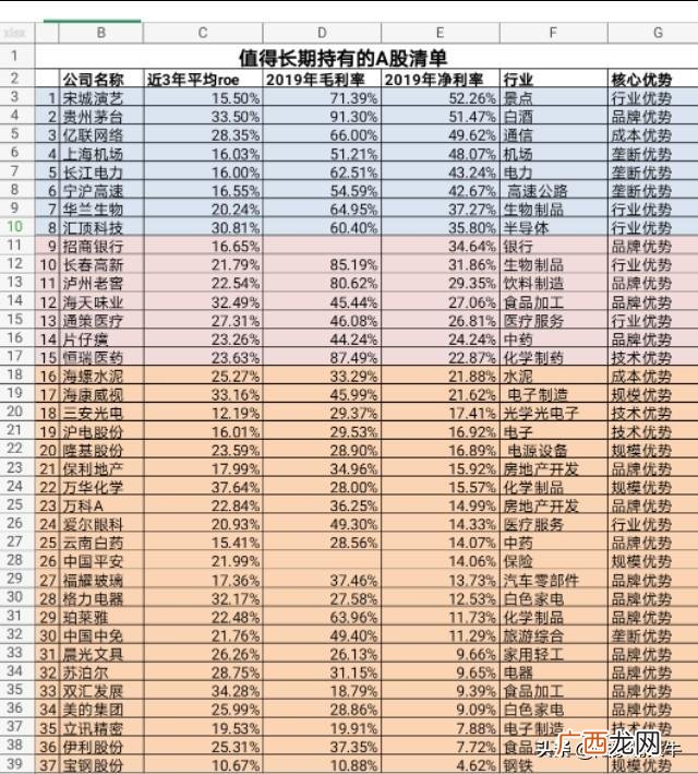 值得一辈子持有的股票,中国最好的10只股票