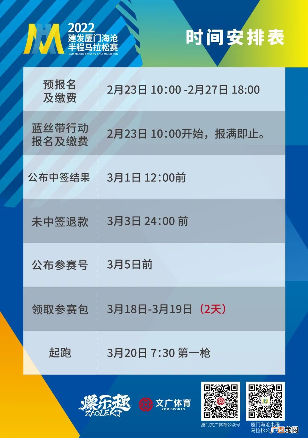 海沧半程马拉松2022报名时间表