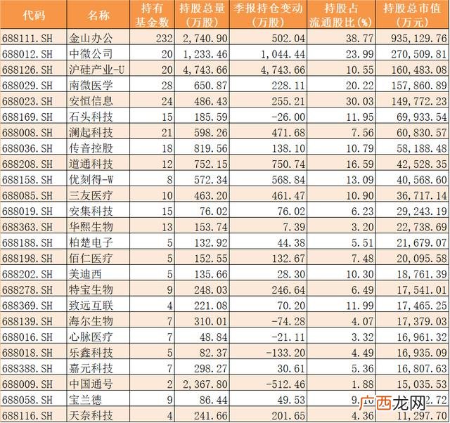 2020科创板基金一览表,科创板股票一览表
