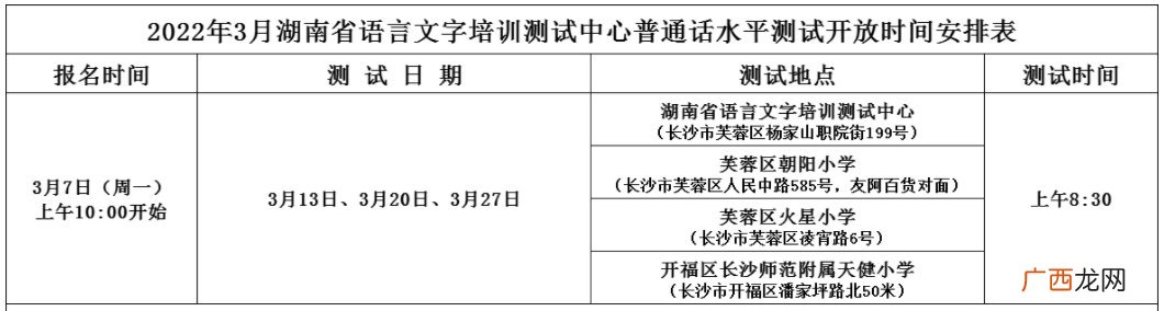 2022年3月湖南省语言文字培训测试中心普通话考试安排