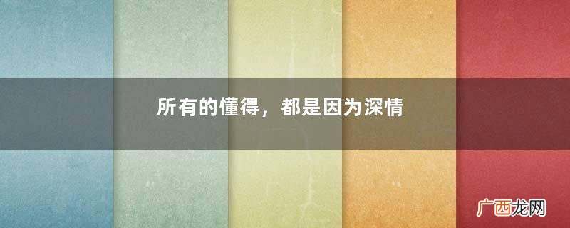 所有的懂得，都是因为深情
