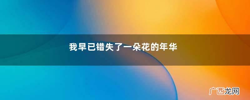 我早已错失了一朵花的年华