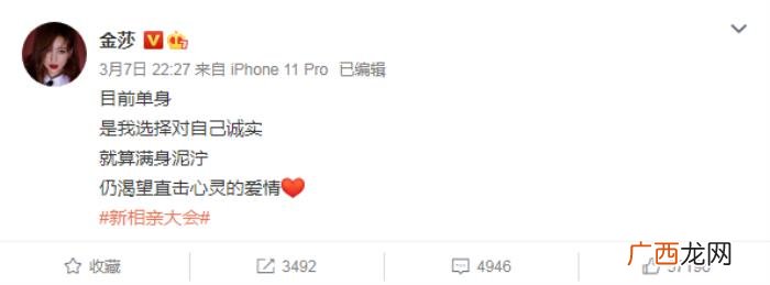 金莎微博发布单身论 金莎的微博