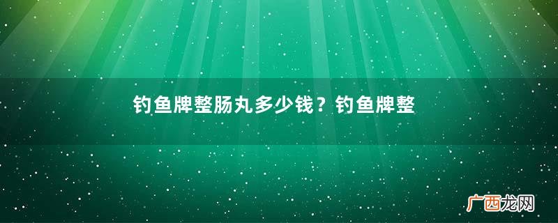 钓鱼牌整肠丸多少钱？钓鱼牌整肠丸价格