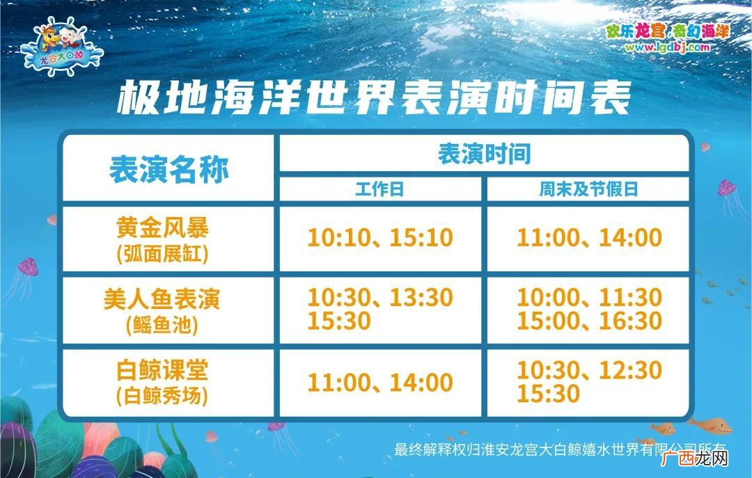 2022淮安龙宫大白鲸世界景区春季运营时间调整公告