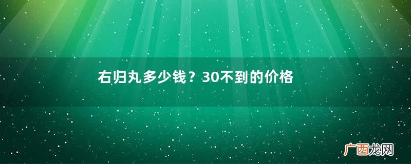 右归丸多少钱？30不到的价格