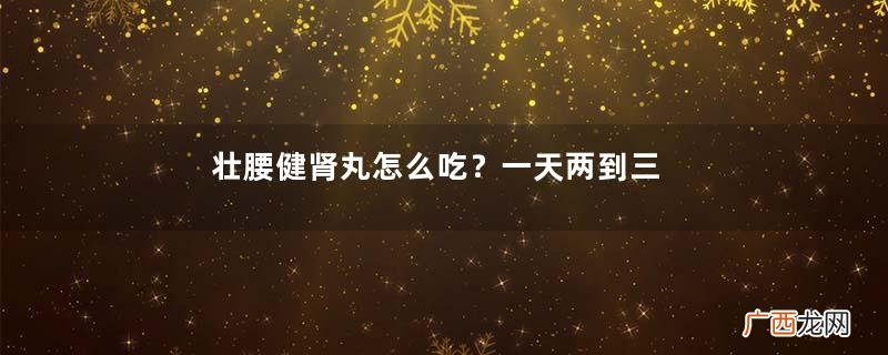 壮腰健肾丸怎么吃？一天两到三次