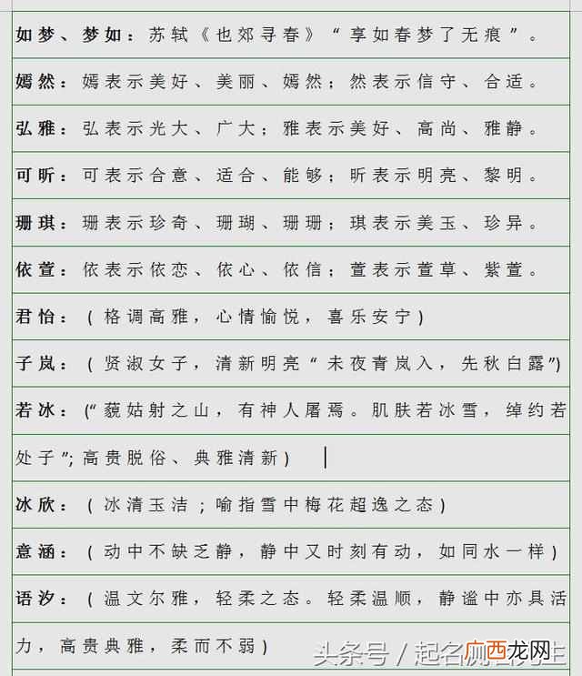 公认的最好听的名字大全 有什么好听的名字