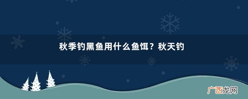秋季钓黑鱼用什么鱼饵？秋天钓黑鱼用什么饵？
