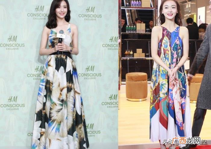 明星连衣裙，热巴佟丽娅等明星把印花连衣裙穿得仙美又有气质