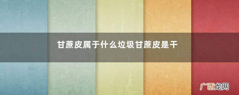 甘蔗皮属于什么垃圾甘蔗皮是干垃圾还是湿垃圾