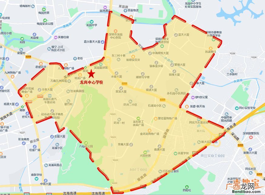 龙岗区龙岗中心学校初中部招生范围+学区地图