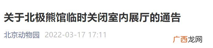 3月17日起北京动物园北极熊馆临时关闭室内展厅通告