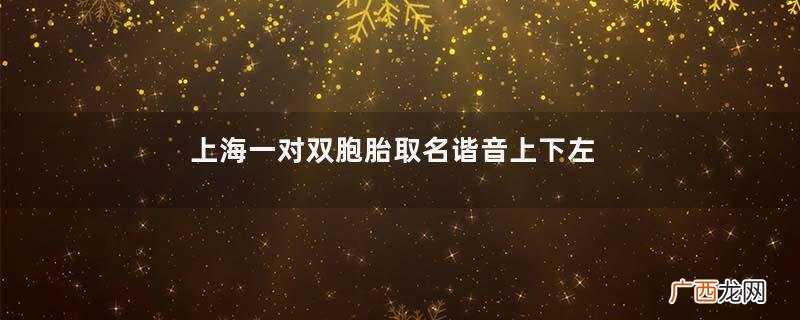 上海一对双胞胎取名谐音上下左右双胞胎怎么样才能怀上