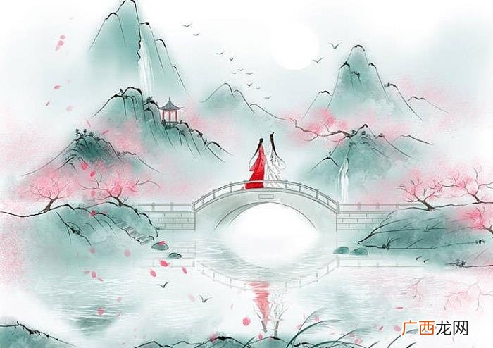 唯美古风山水意境插画欣赏 古风唯美图片