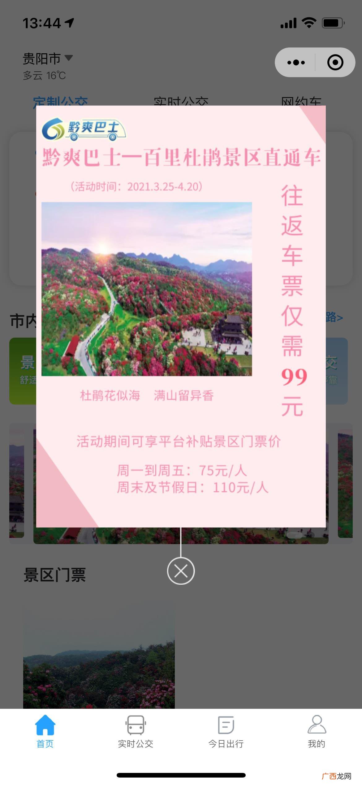 贵阳花果园到百里杜鹃景区有直通车吗？