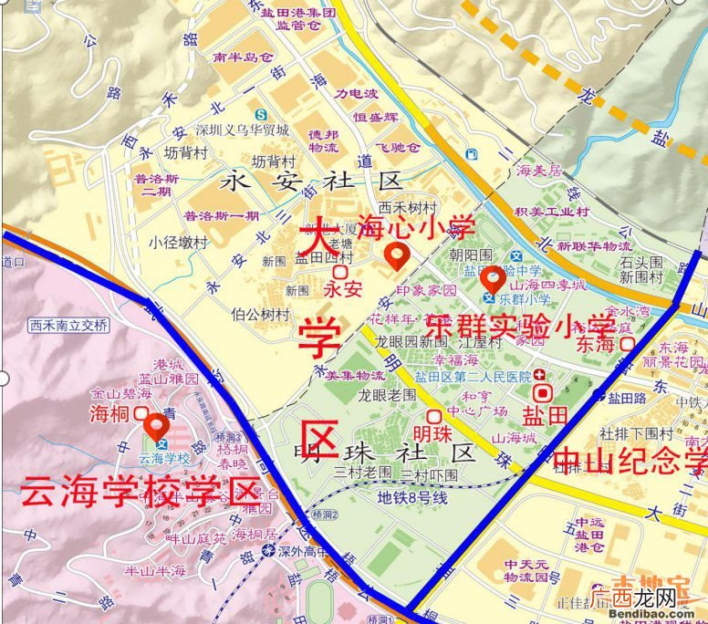 附学区地图 盐田区海心小学招生范围一览