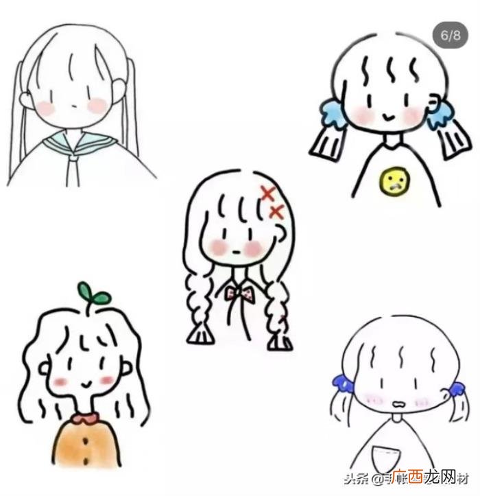 头像简笔画，画一画家里小公主~可爱女孩头像简笔画素材~