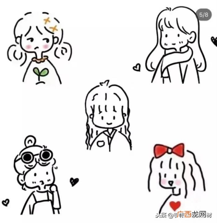 头像简笔画，画一画家里小公主~可爱女孩头像简笔画素材~
