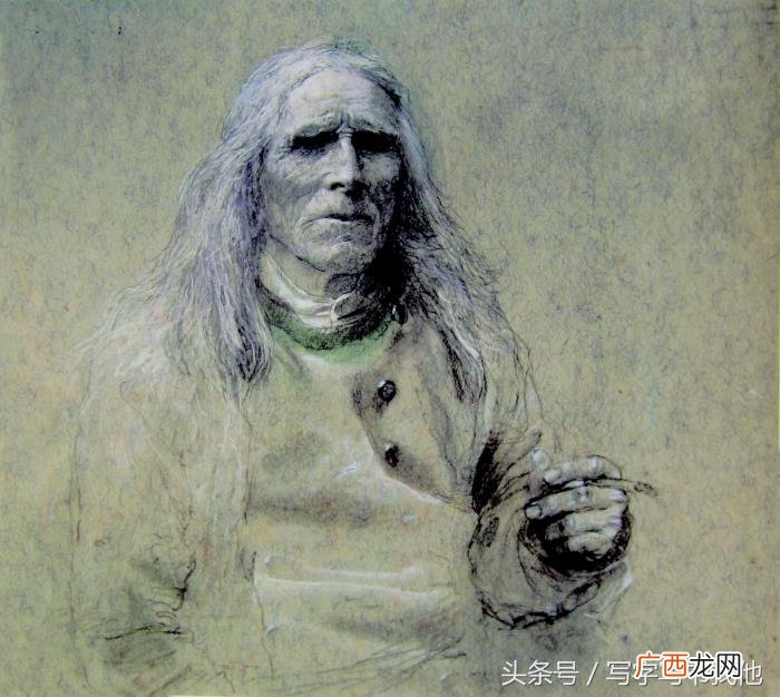 附作品图片 作品纸图片,徐芒耀画的灰纸素描有色彩