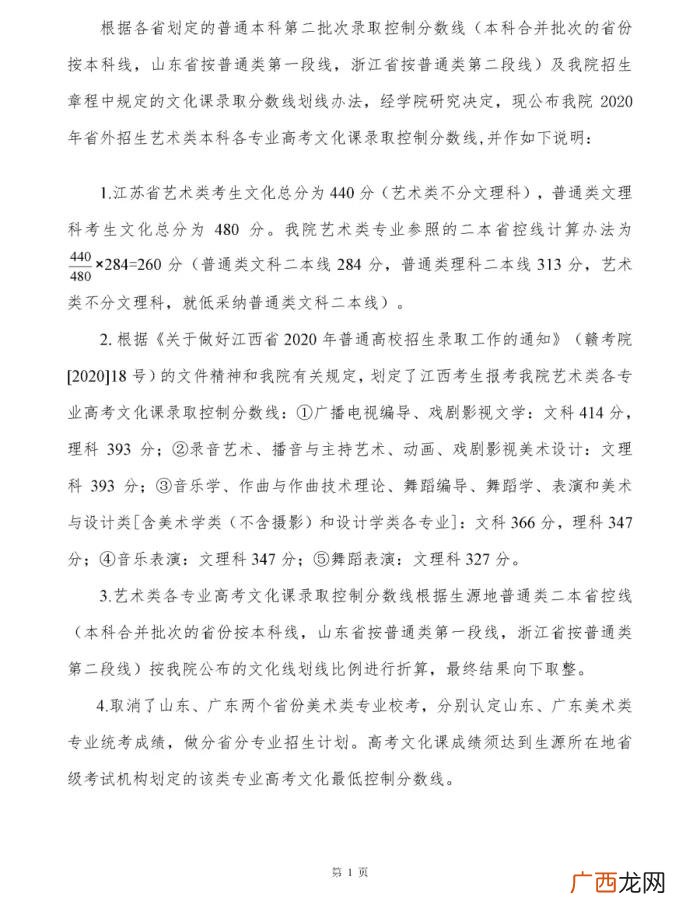 川音分数线，四川音乐学院公布2020年文化课最低录取控制分数线