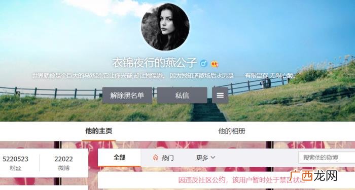 燕公子微博，微博大V@理记、@衣锦夜行的燕公子被禁言