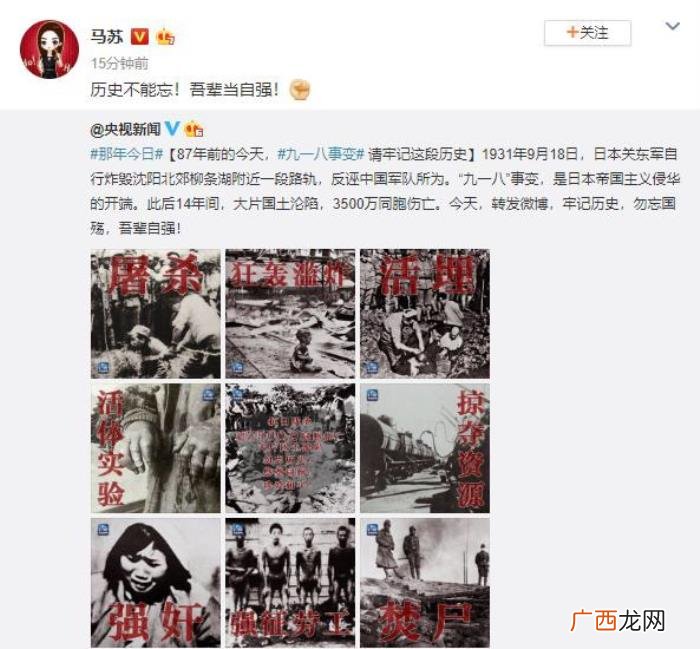 倪妮佟大为，倪妮佟大为马苏众多明星发文纪念九一八事件