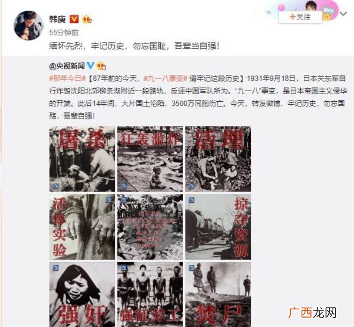倪妮佟大为，倪妮佟大为马苏众多明星发文纪念九一八事件