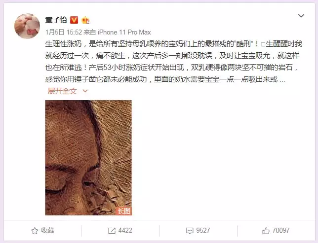 章子怡微博，痛不欲生……刚生完二胎的章子怡一条微博