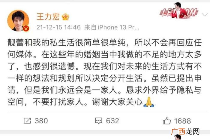 王力宏与妻子李靓蕾，王力宏承认和李靓蕾离婚