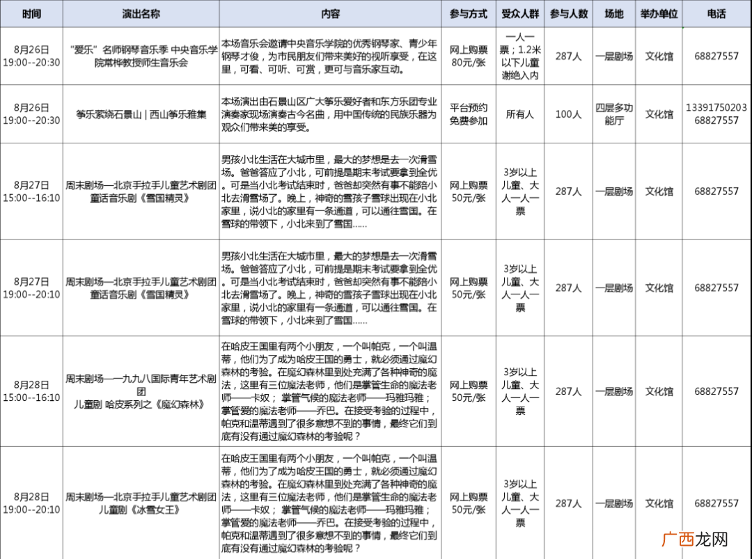 8月22日至8月28日北京石景山区文化中心活动汇总