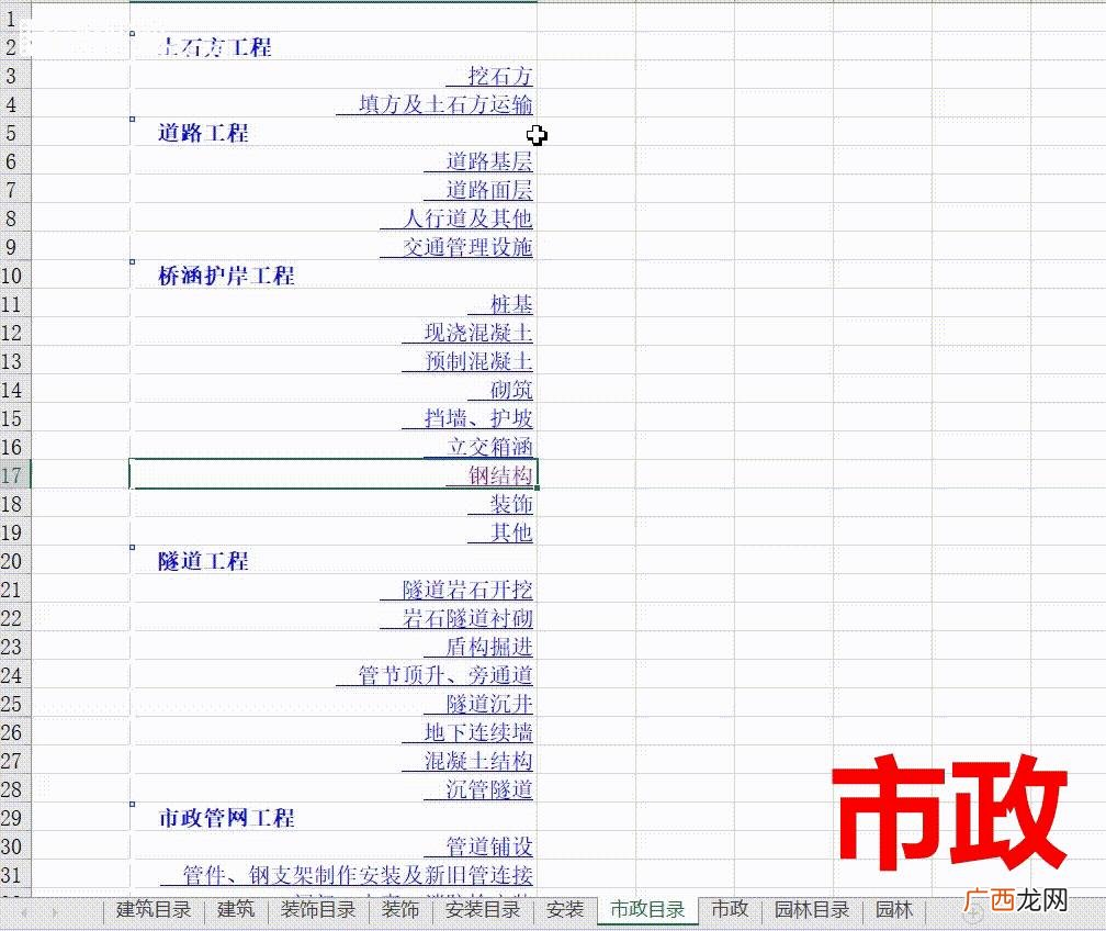 市政工程项目划分样板,市政园林工程项目划分